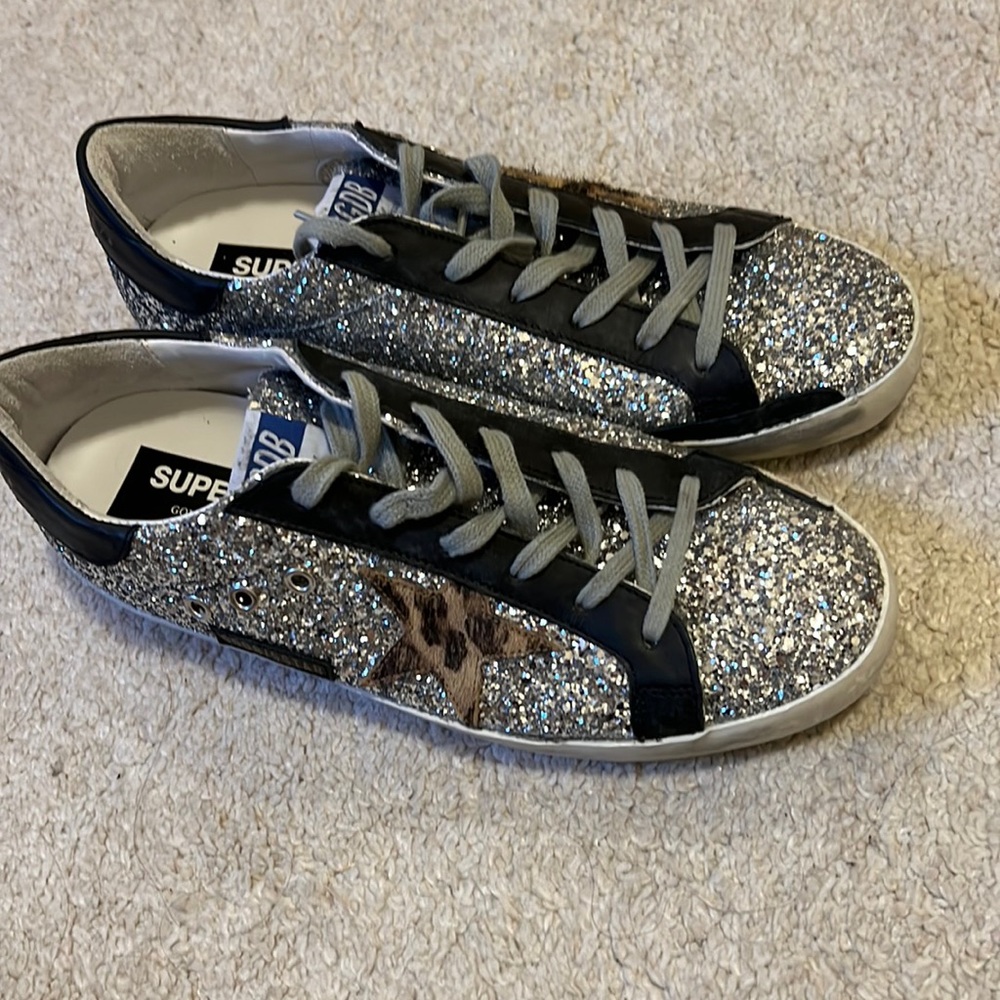 Brand new golden goose sneakers , rare silver shimmer look.